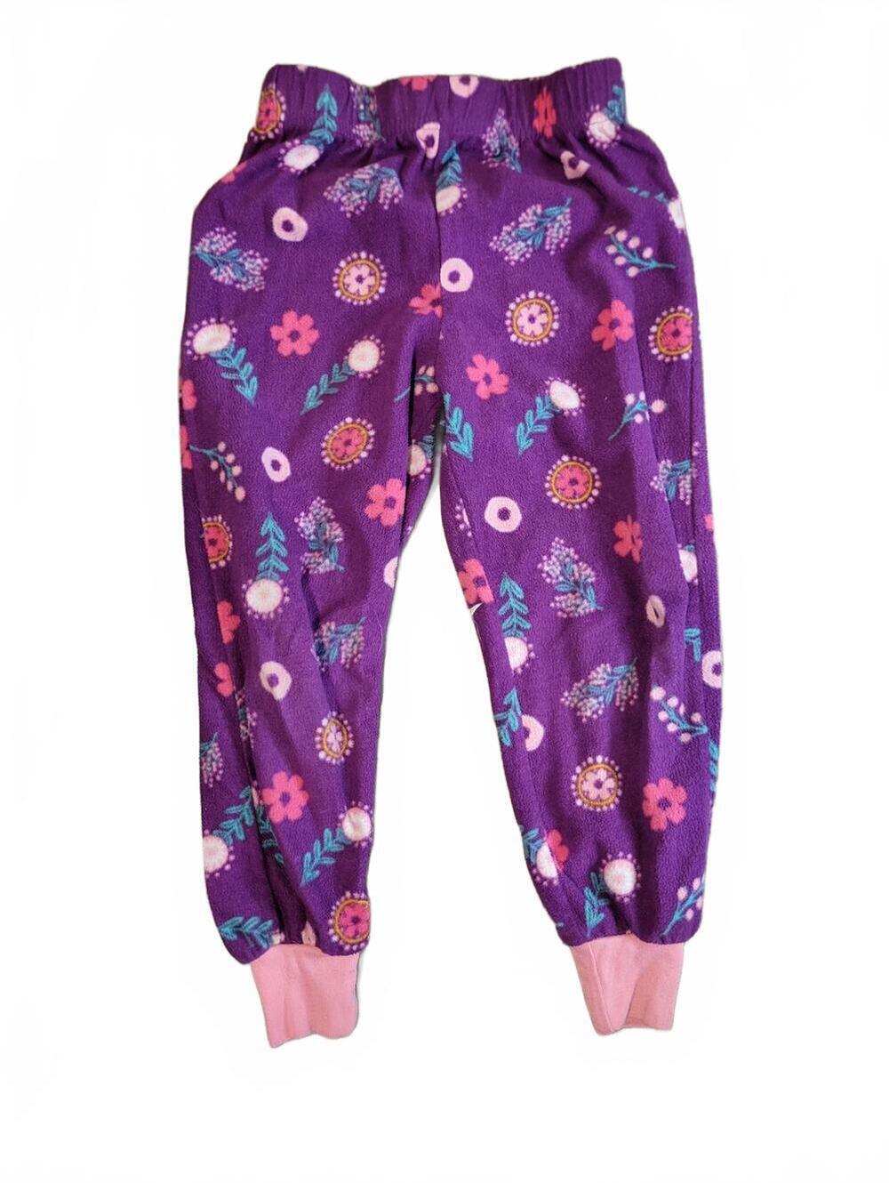Cuddl Duds Girls Purple Fleece Floral Print PJ bottoms Size Girls XS 4/5